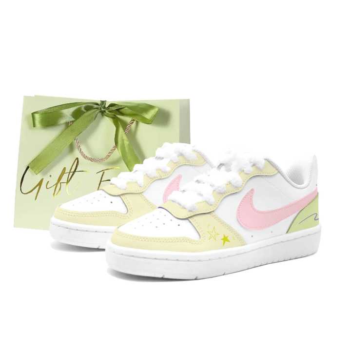Nike Nike Court Borough Cream Pink Cherry Blossom Leather Slip Resistant Cushioning Abrasion Resistant