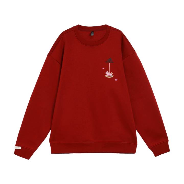 Adidas Adidas LABEL Sweatshirts Unisex Red Crew Neck Moderate Regular
