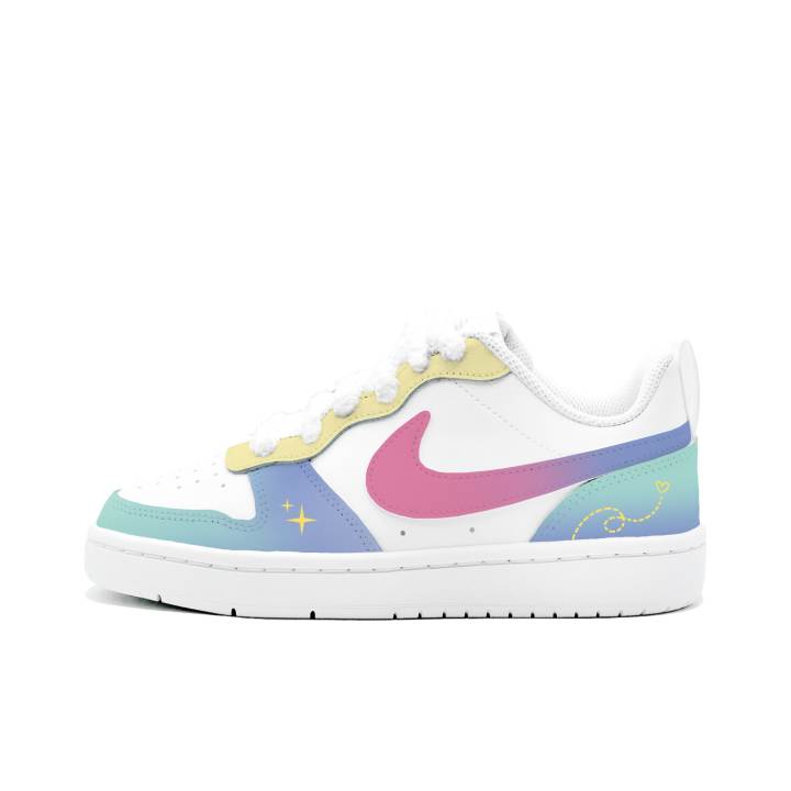 Nike Nike Court Borough 2 Iridescent Nebula, Kung Fu Rabbit Leather Cushioning Abrasion Resistant Slip Resistant