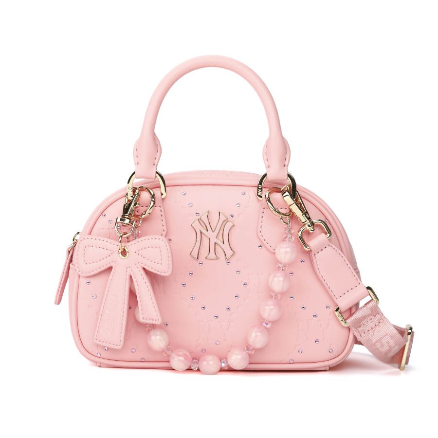 MLB MLB Artificial Leather Bowling Bag, Handbag Women's Pink