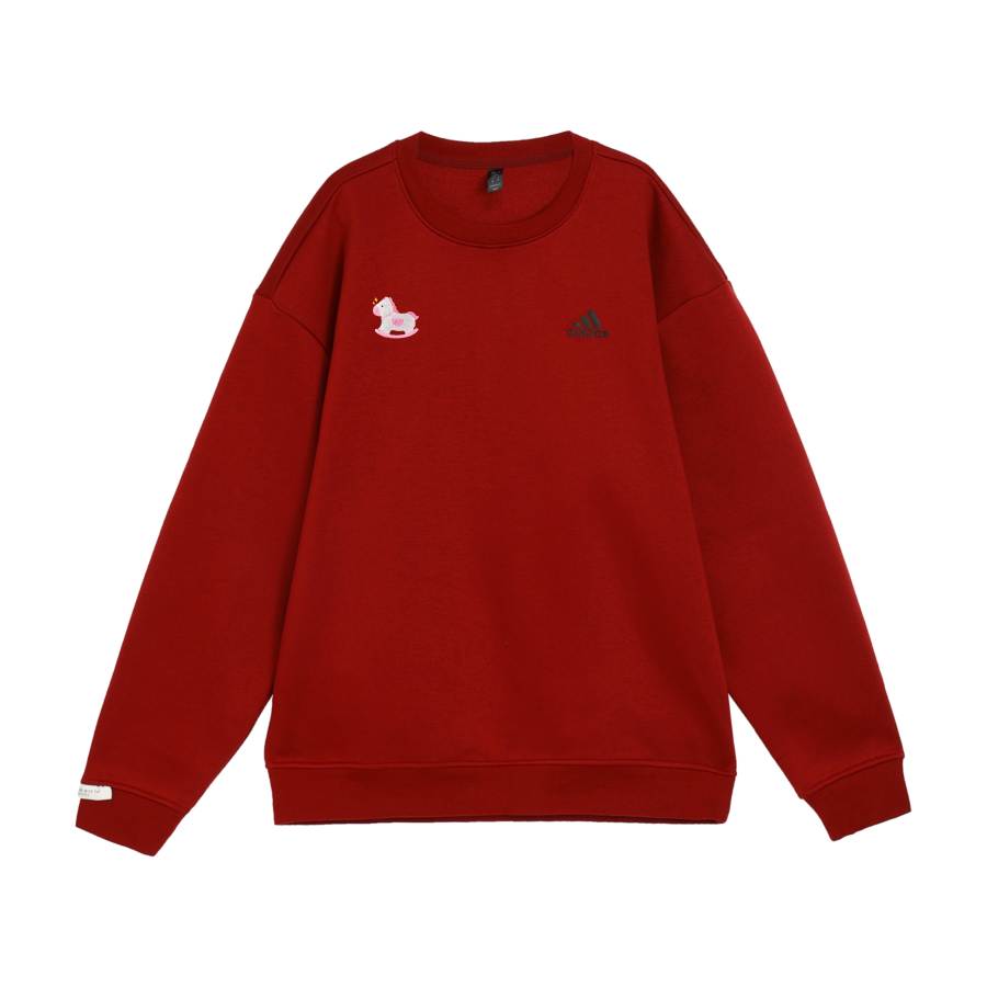 Adidas Adidas LABEL Sweatshirts Unisex Red Crew Neck Moderate Regular