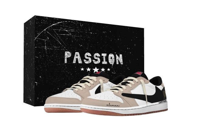 Jordan Travis Scott x Jordan Air Jordan 1 Light Brown Chasing Light Slip Resistant Slip Resistant Low top