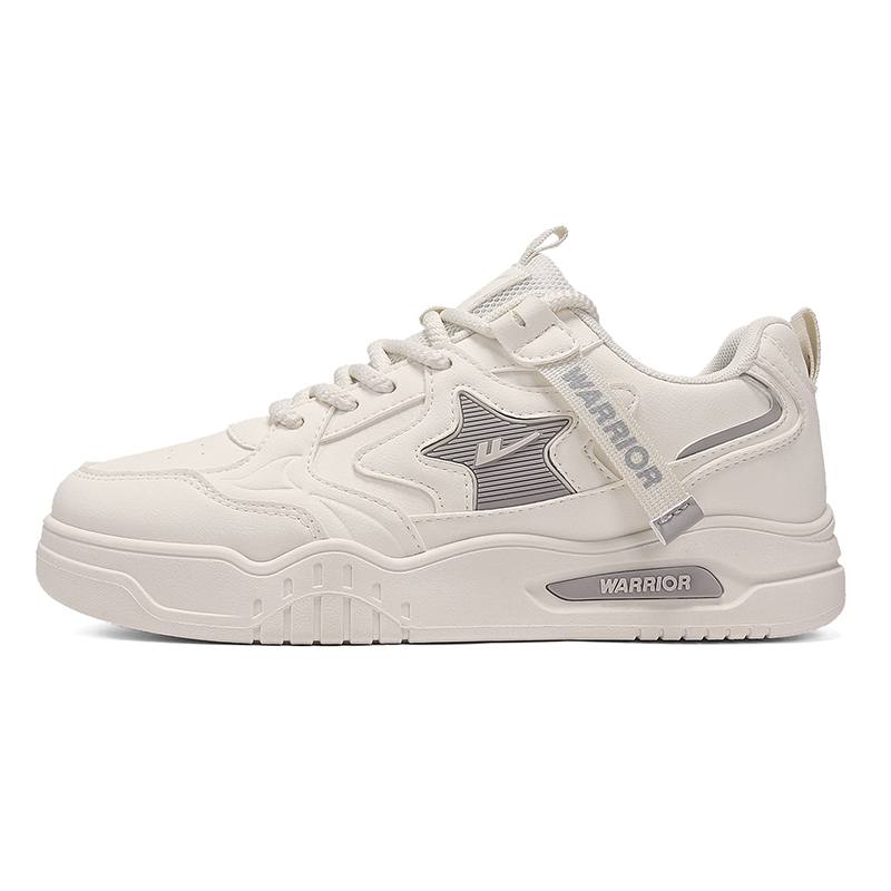 Warrior Height Increasing Abrasion Resistant Lightweight Low top Skateboard Shoes Men's Beige Gray