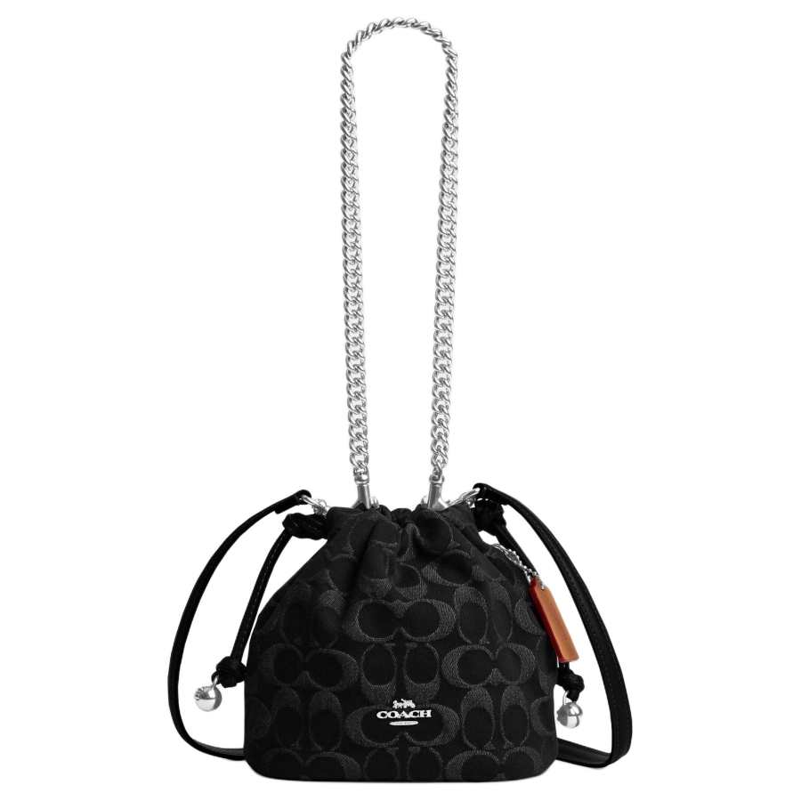 COACH Faye Fabric, Cow Split Leather Shoulder Bag Mini Women's Black