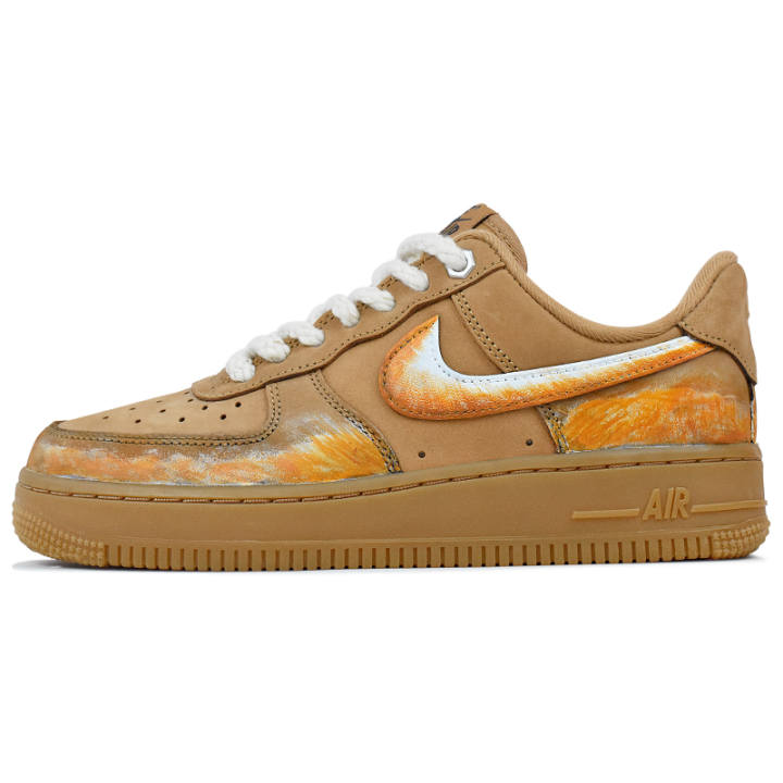 Nike Nike Air Force 1 Slip Resistant Abrasion Resistant Low top Skateboard Shoes Women's Wheat