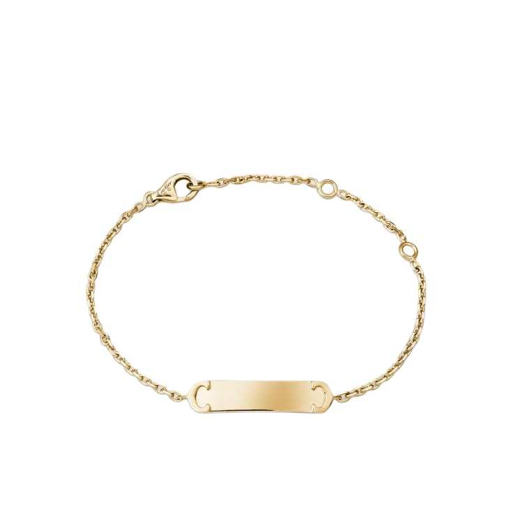 Cartier 2010s 18k Yellow Gold Logo plaque Bracelet