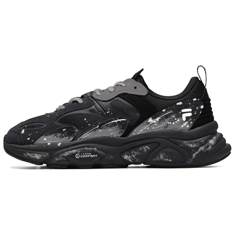 FILA Mars 2 Synthetic Leather, Textile Abrasion Resistant Slip Resistant Low top Casual Shoes Unisex Black Gray