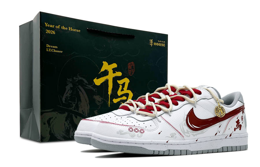 Nike Nike Big Leather Abrasion Resistant Breathable Low top Skateboard Shoes Men's White Red
