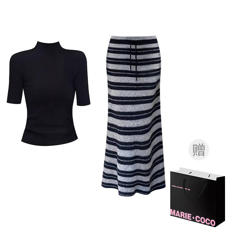 MARIE·COCO Two Piece Skirt Sets Women's Half Turtleneck Moderate Long