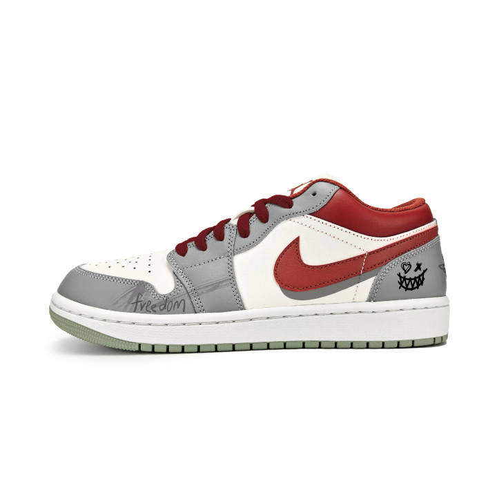 Jordan Jordan Air Jordan 1 Gray Amusement Park Leather Cushioning Abrasion Resistant Cushioning, Wear Resistant Low top