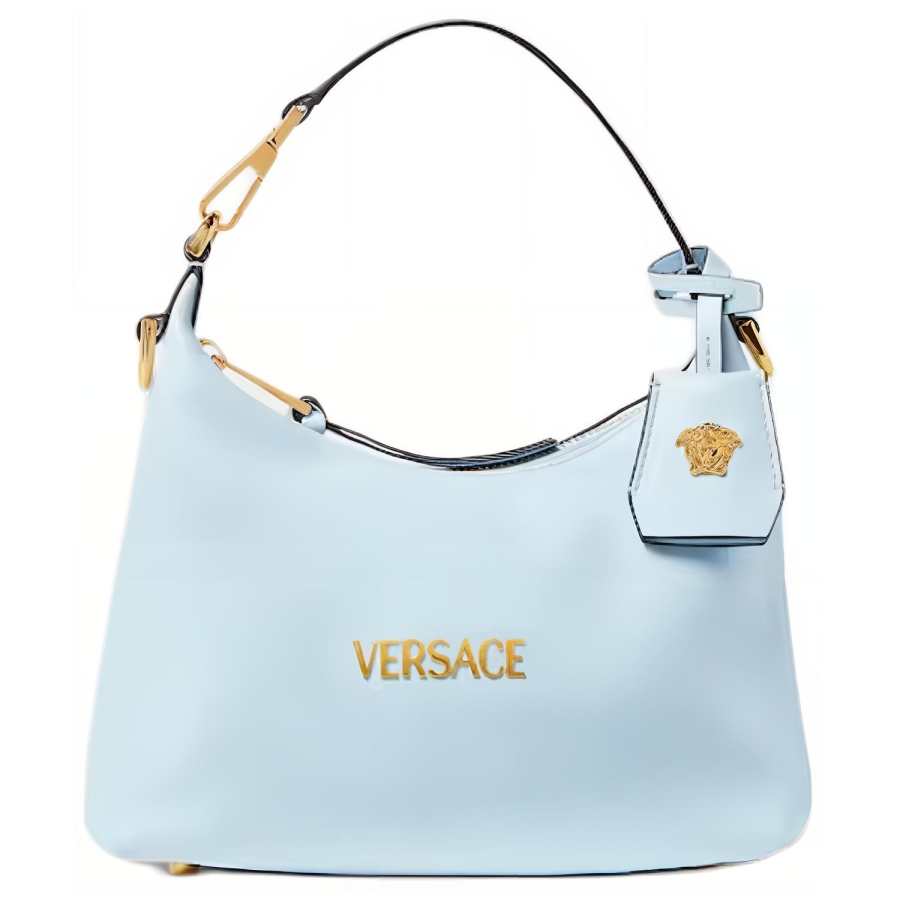 VERSACE VERSACE Tag Lambskin One Shoulder Handbag Women's Light Blue
