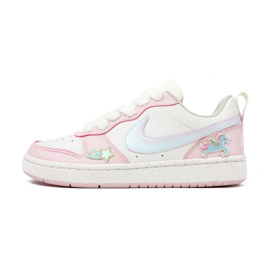 Nike Nike Court Borough Synthetic Leather Abrasion Resistant Slip Resistant Low top Skateboard Shoes Pink Blue Unisex