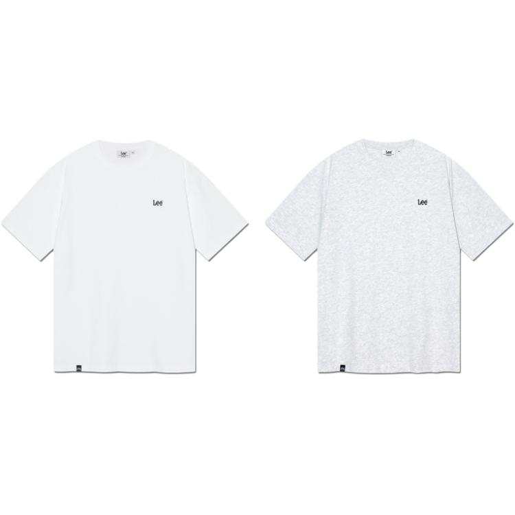 Lee Lee T Shirts Unisex 2 Pack White+Gray Crew Neck