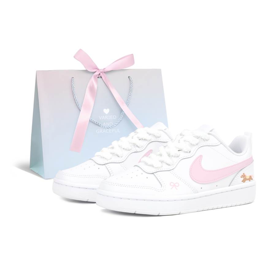 Nike Nike Court Borough Low 2 Low top Kids' Skateboarding Shoes White Pink Teenagers