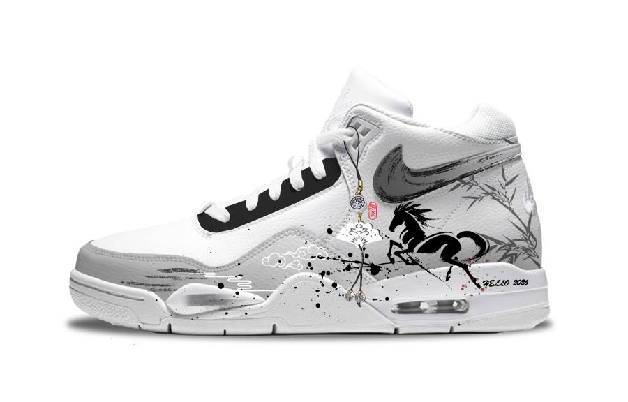 Nike Nike Flight Legacy 2026 Ink Horse Limited Height Increasing Thermal High top Vintage Basketball Shoes Unisex Light Gray