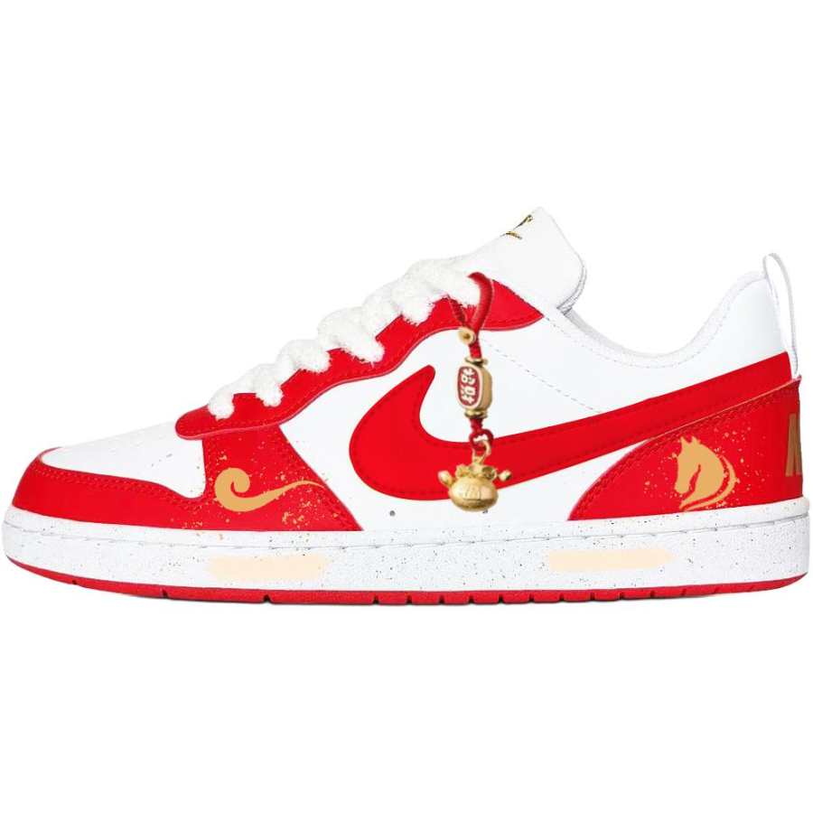 Nike Nike Court Borough RECRAF Golden Horse Iridescent Cushioning, Wear Resistant Low top Kids' Skateboarding Shoes Red