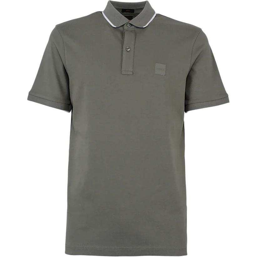 HUGO BOSS Polo Shirts Men's Gray Polo Collar Moderate Straight Fit
