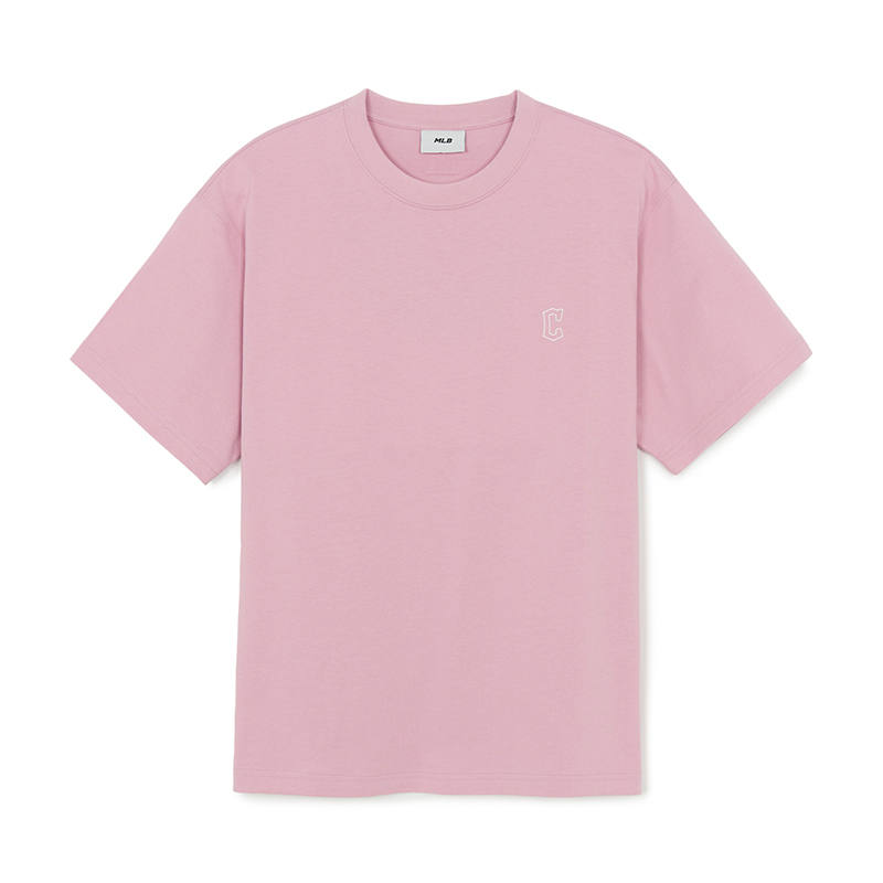 MLB T Shirts Unisex Cleveland Indians/Heather Pink Crew Neck Moderate Straight Fit