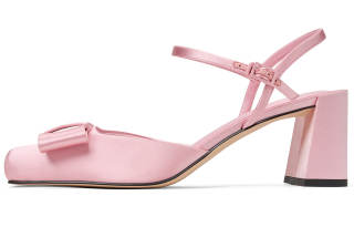CHARLES&KEITH Small Ck Fabric Chunky Heel High Heels 6.5cm Women's
