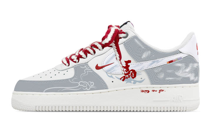 Nike Nike Air Force 1 Leaping Horse Revitalization Leather Breathable Low top Skateboard Shoes Men's Gray White