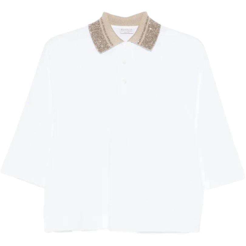 Brunello Cucinelli embellished-collar polo top