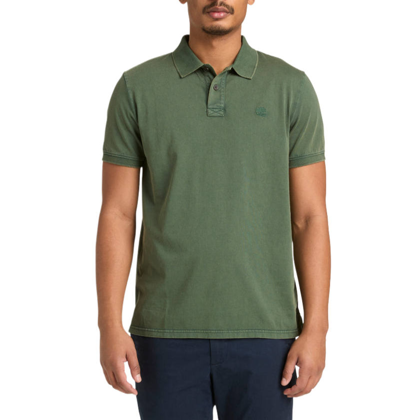 Timberland Polo Shirts Men's Pine Green Polo Collar Moderate Straight Fit