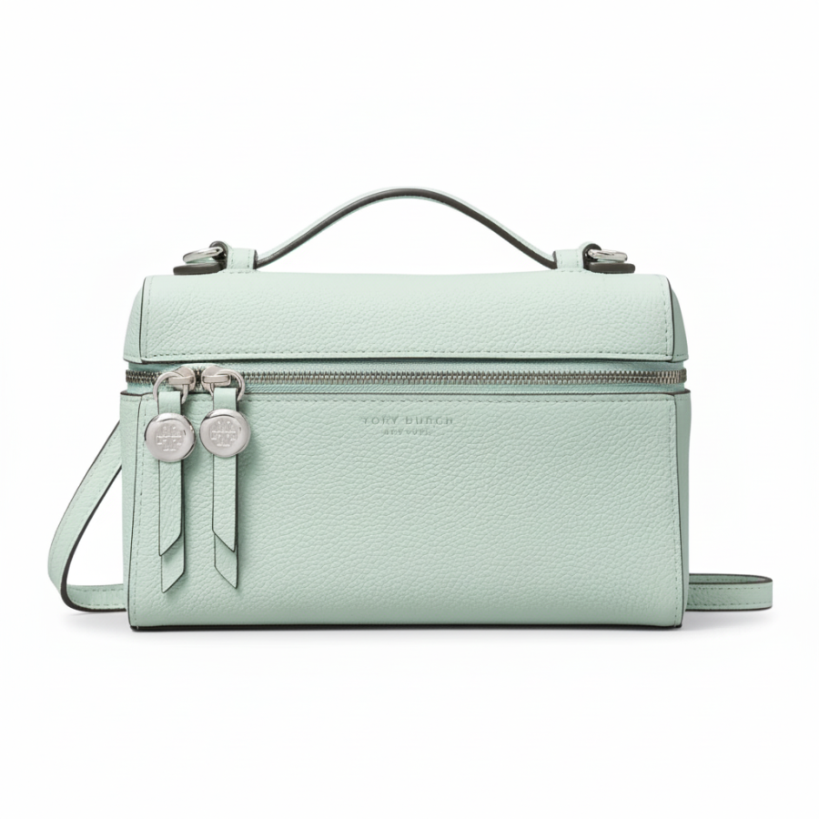 TORY BURCH Romy Cow Leather Handbag Women's Light Green