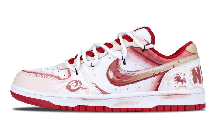 Nike Nike Big Low Lux Auspicious Leather Abrasion Resistant Breathable Low top Skateboard Shoes Men's White Red