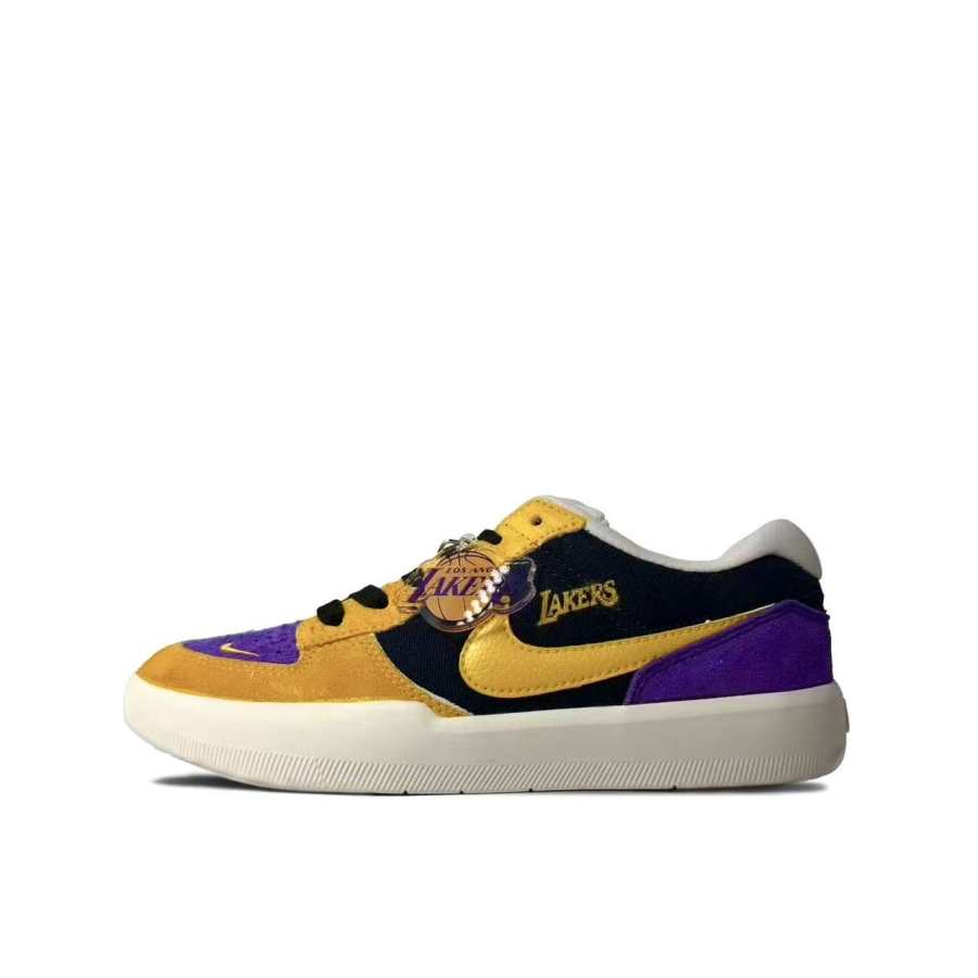 Nike Nike SB Force 58 Purple Gold Lakers Abrasion Resistant Breathable Low top Skateboard Shoes Unisex Beige Purple