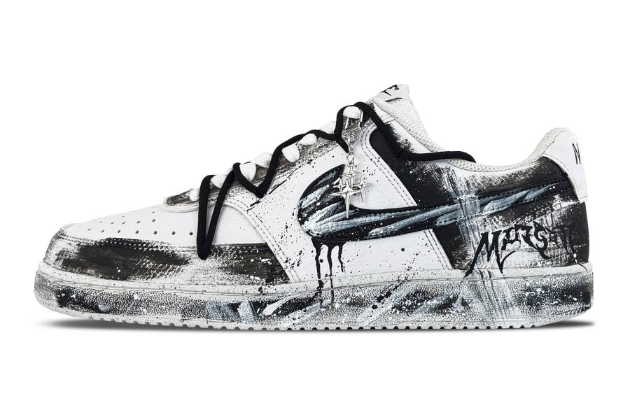 Nike Nike Court Vision 1 Running Ink Abrasion Resistant Slip Resistant Low top Skateboard Shoes Unisex Black White