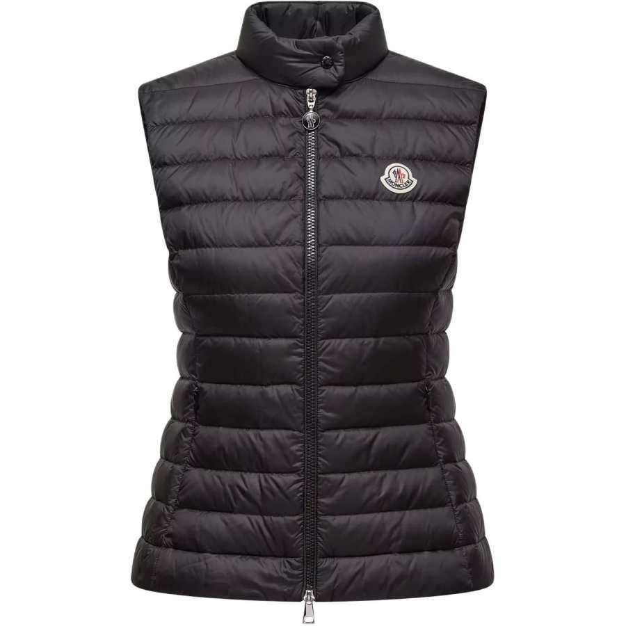 Moncler Down Vests Women's Black Stand Collar Moderate Other