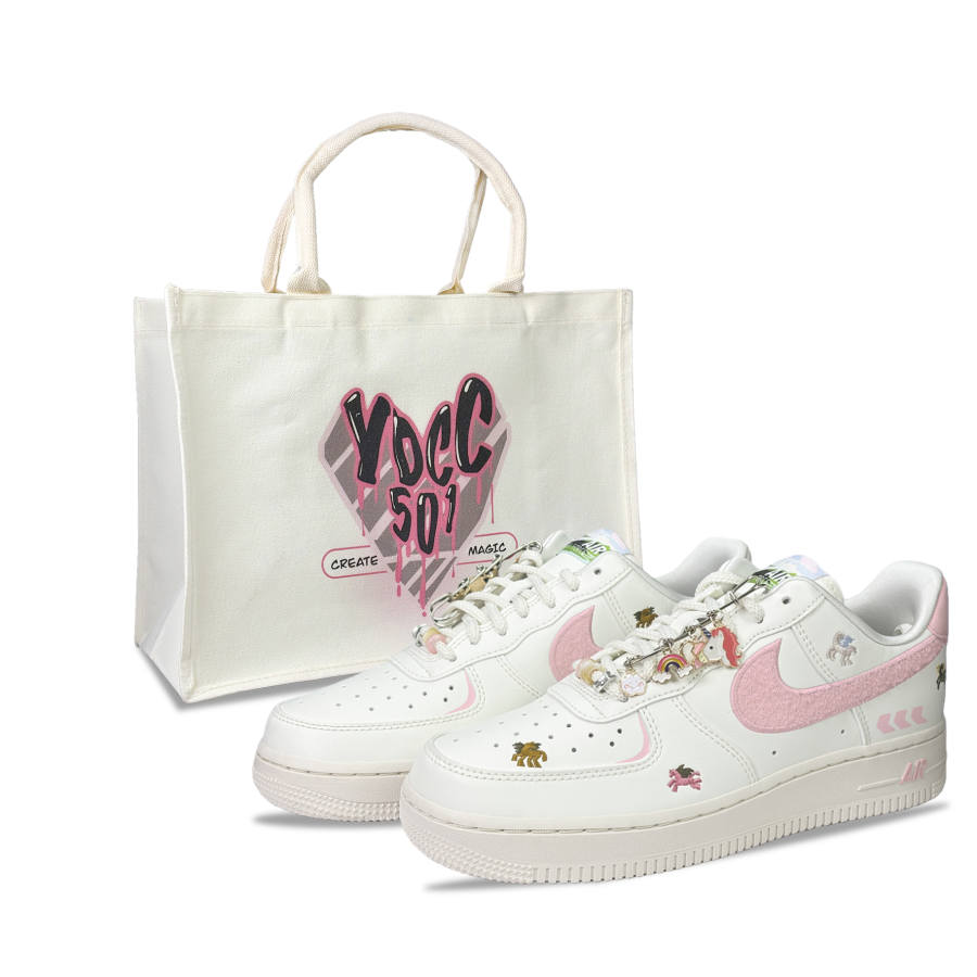 Nike Nike Air Force 1 YDCC Mini Milk Puff, Shopping Bag Breathable Low top Skateboard Shoes Women's Pink