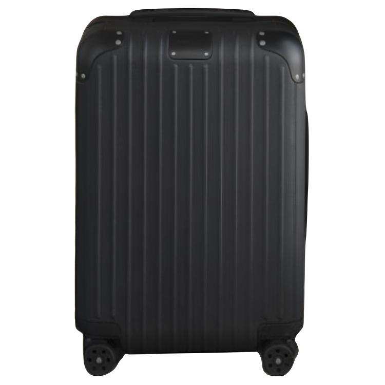 RIMOWA Distinct Leather & Aluminum Magnesium Alloy Luggage Suitcase For Air Travel 21 Inch Unisex Black
