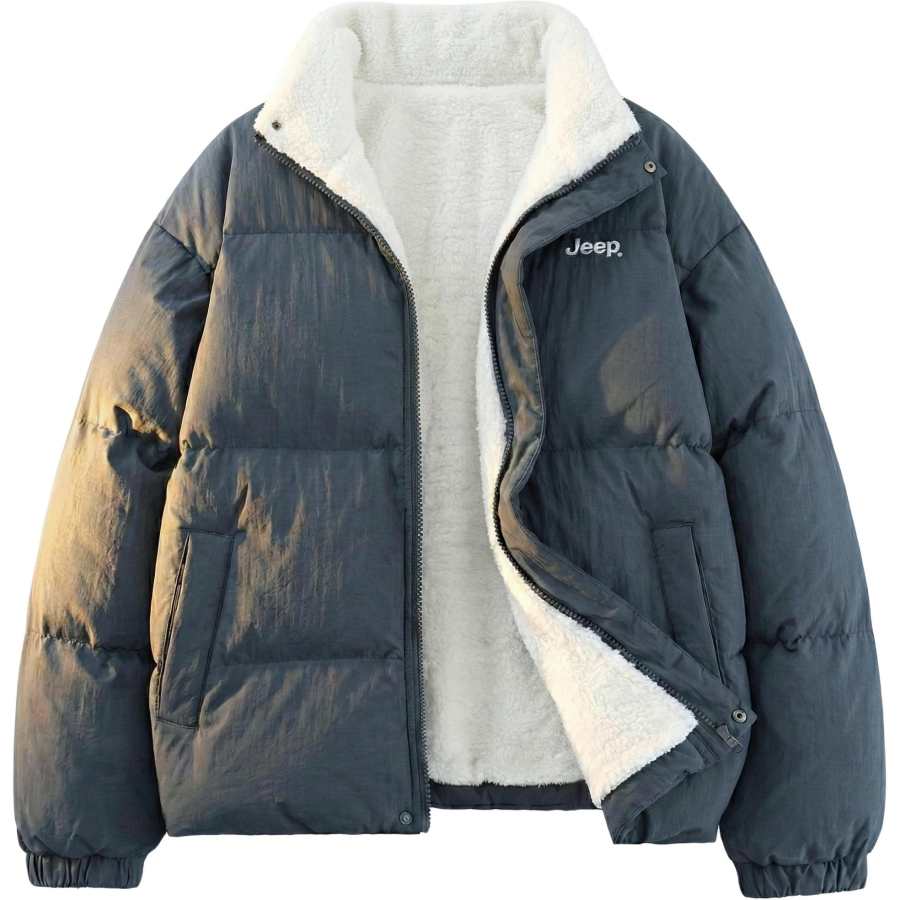 Jeep Puffer Jackets Unisex Stand Collar Thickened Padded Puffer Jacket