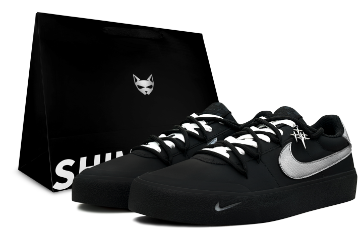Nike Nike Court Shot Divergent Electromagnetic Wave, Shimmery Cat Low top Skateboard Shoes Men's Black Silver