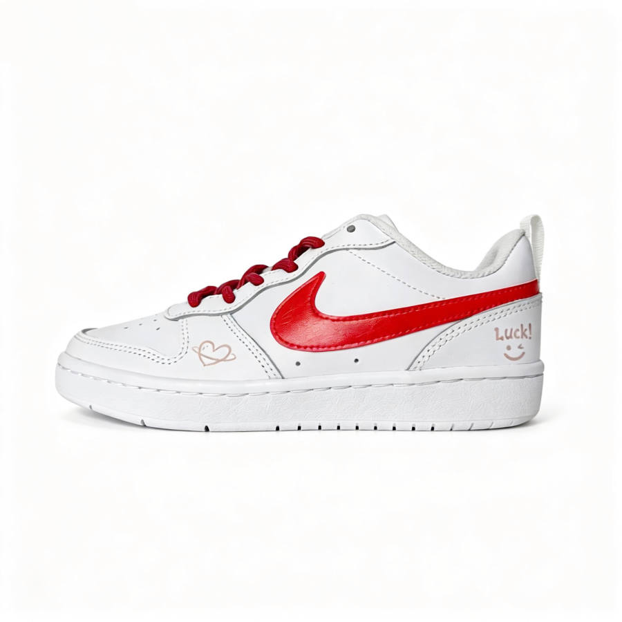 Nike Nike Lucky Star Ball Leather Cushioning Abrasion Resistant Slip Resistant Low top Skateboard Shoes Unisex Red White