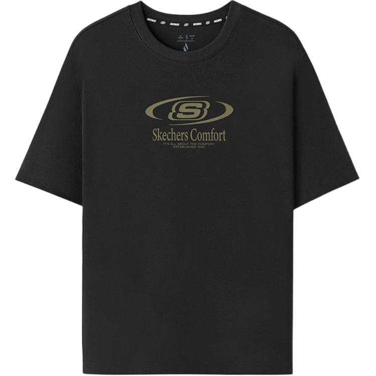 Skechers T Shirts Unisex Carbon Black/0018 Crew Neck Moderate