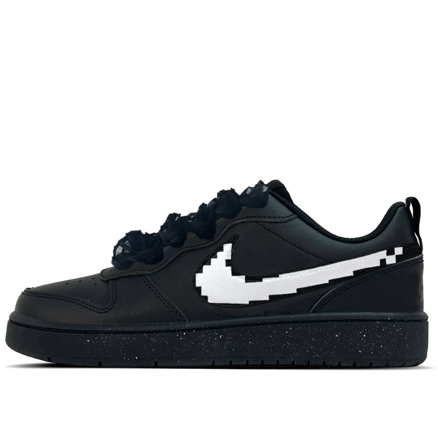 Nike Nike Court Borough Ink Square 1 Leather Slip Resistant Abrasion Resistant Low top Kids' Skateboarding Shoes Black