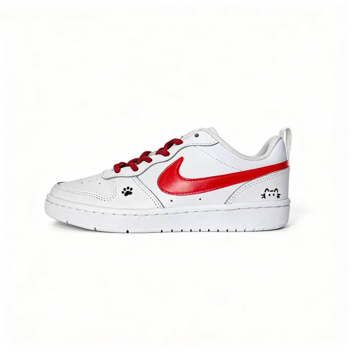 Nike Nike Cute Cat Snowfall Leather Cushioning Abrasion Resistant Slip Resistant Low top Skateboard Shoes Unisex Red