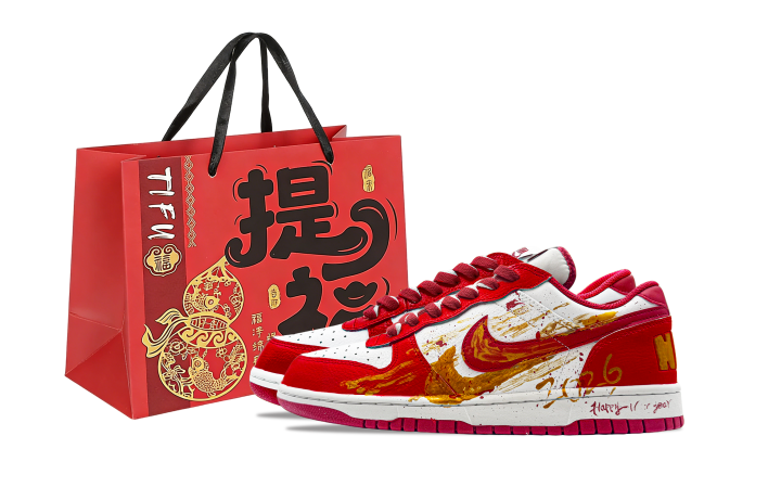 Nike Nike Big Leather Abrasion Resistant Breathable Low top Skateboard Shoes Men's Red White