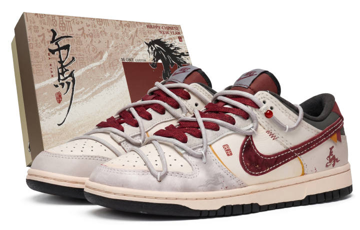 Nike Nike Dunk Cloud Treading Red Steed MONE Manufacturing, Spring Festival Box Leather Abrasion Resistant Lightweight