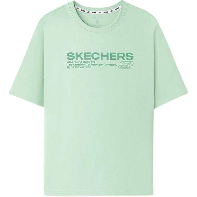 Skechers T Shirts Unisex Slight Green/04BJ Crew Neck Moderate