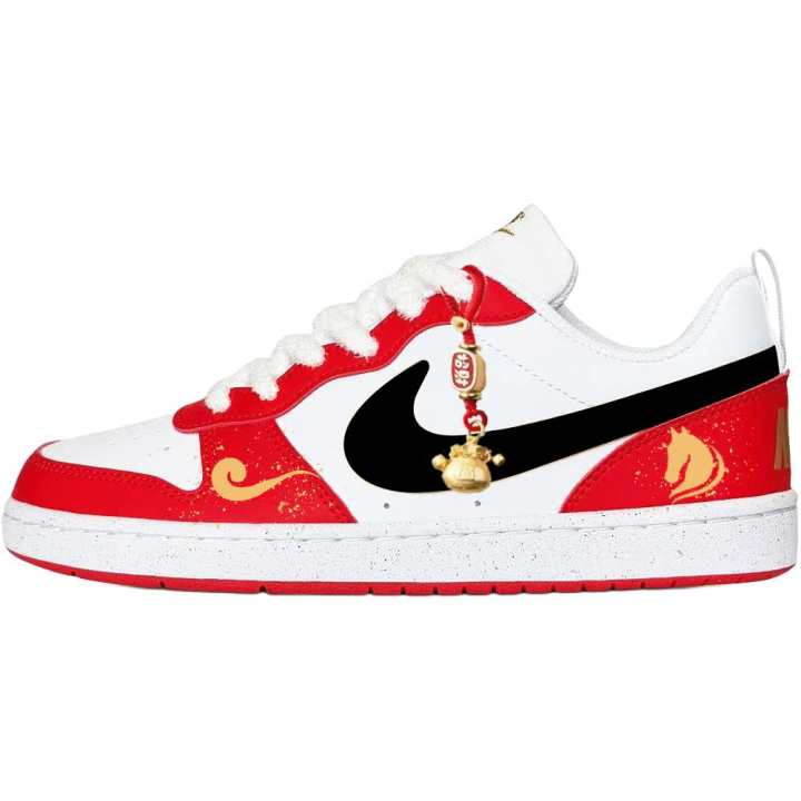 Nike Nike Court Borough RECRAF Cloud Pattern Auspicious Colors Cushioning, Wear Resistant Low top Kids' Skateboarding Shoes