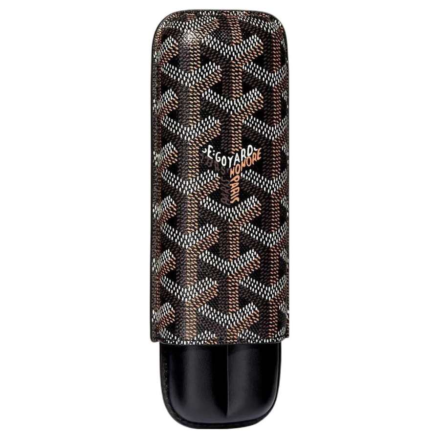 GOYARD Churchill Canvas With Heifer Skin Dog's Teeth Cigar Box Bag Merch Unisex Black
