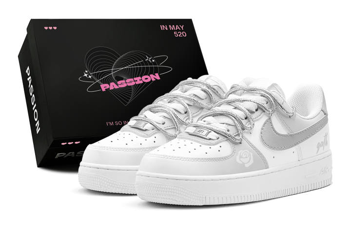 Nike Nike Air Force 1 Air Force 1, Couple's, Romantic Favor, Silver Rose, Deconstruction Design, Elegance Versatile Low top