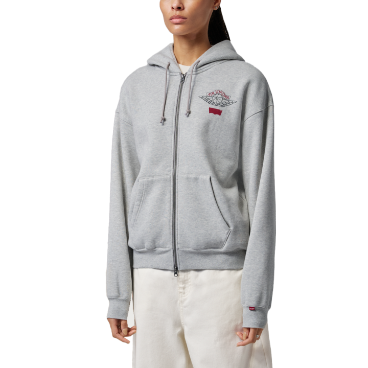 Jordan Jordan x Levis Clean Fit Hooded Zippers Drop Shoulder Fleece Lined Long Sleeved Sweatshirt Unisex