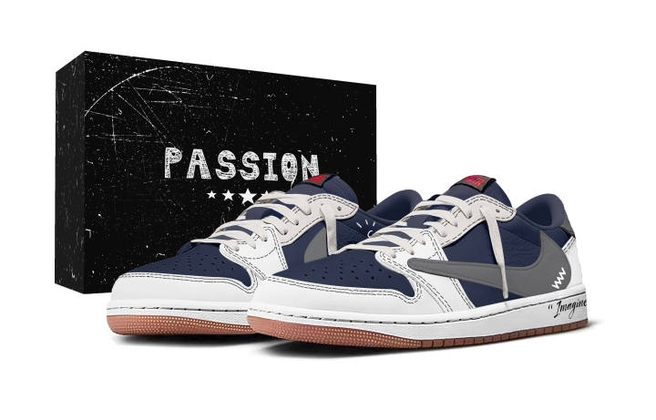 Jordan Travis Scott x Jordan Air Jordan 1 Dark Blue Travis Scott X AJ1 Low 7.0 Box Abrasion Resistant Low top