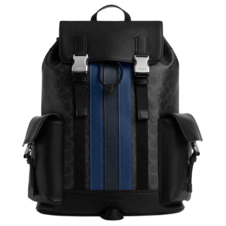 COACH COACH Cow Leather With Artificial Leather And Textile Backpack Large Men's Mixed Black