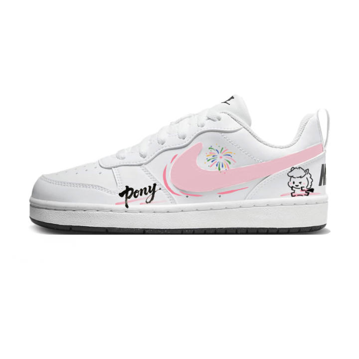 Nike Custom Nike Court Borough Height Increasing Breathable Low top Skateboard Shoes Pink Women's