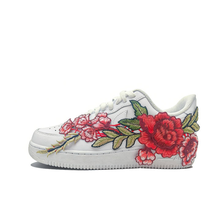 Nike Nike Air Force 1 Floral Wild Chapter MH Plan Height Increasing Abrasion Resistant Low top Skateboard Shoes Unisex White